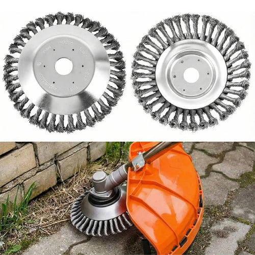 Universal Heavy Duty 8" Steel Wire Brush Strimmer Head Attachment (25.4mm Bore)