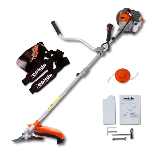 Eskde grass trimmer with accessories on a white background