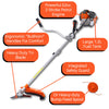Gardening tool with features highlighted on a white background