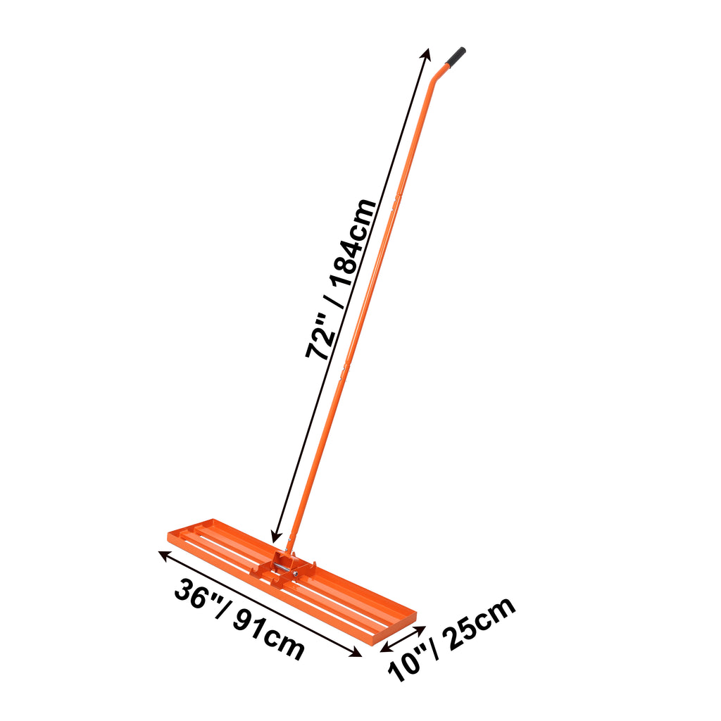 Orange Lawn Lute with measurements on a white background