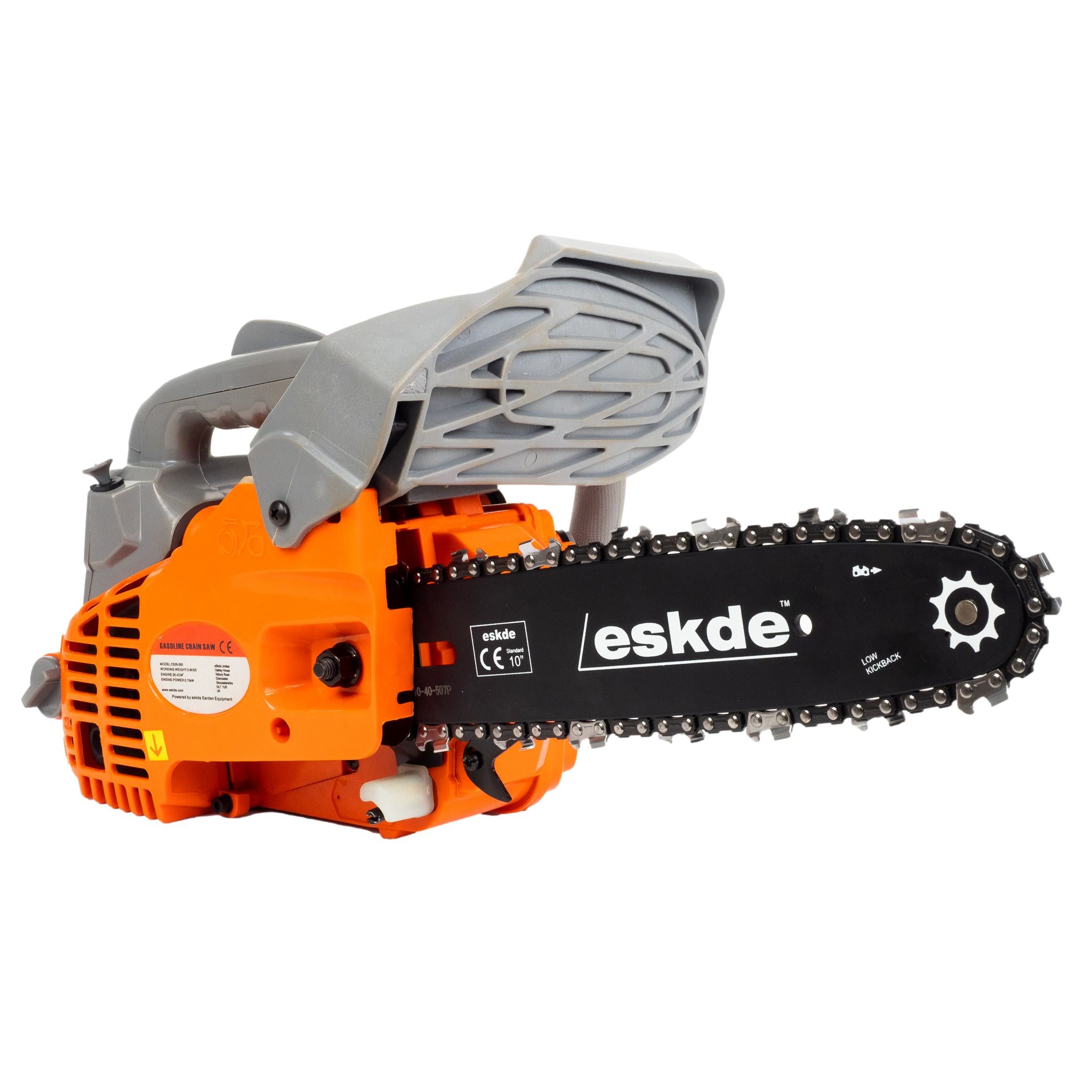 eSkde Top Handle Petrol Chainsaw 25.4cc 10' Bar + 2 Chains Bar Cover T